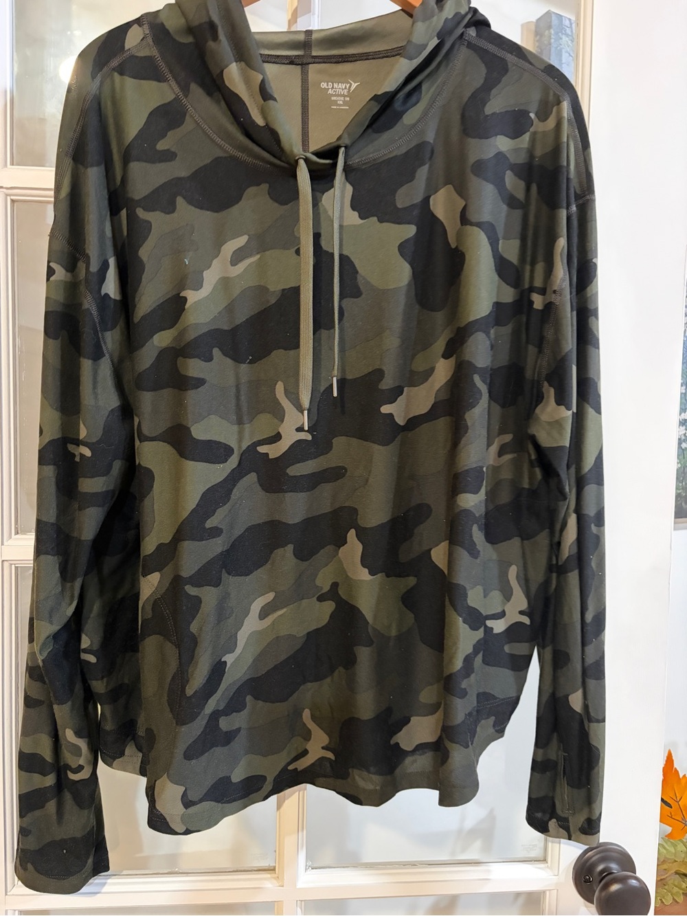 Old Navy Active Women’s Green Camo Hoodie Long Sleeve Lightweight Pullover
